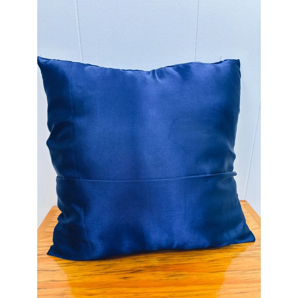 Snowflake Satin Pillow Embroidered Winter Holiday Decorative Accent 14x14 Blue‎